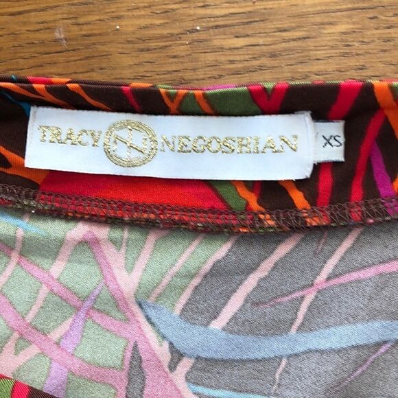 Tracy Negoshian Green and Orange Three Quarter Sleeve Shift Dress - Picture 6 of 8